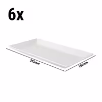 (6 adet) WHITE DELIGHT Sunum Tabağı - Dikdörtgen - Porselen - 6'lı set - 285x150mm - Yükseklik: 25mm - Beyaz
