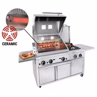 Barbacoa de gas de piedra volcánica - 22,5kW|2187mm - De pie - 850 fondo