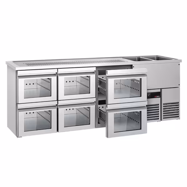 Pivski štand PREMIUM - 2500x700 mm - 6 Staklene ladice