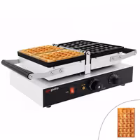 Gofrownica – pojedyncza – kształt: 2 gofry brukselskie – 1,6 kW – manualna – z powierzchnią pieczenia obracaną o 180°