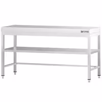 Rozsdamentes acél munkaasztal PREMIUM - 2000x800 mm - alsó polccal & lábösszekötővel