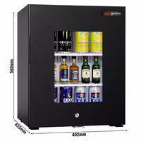 Minibar hladnjak - 402 mm - neto 34 l - s jednim staklenim vratima - crna