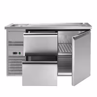 Direct Draw Beer Dispenser / Kegerator - 1 Stainless Door + 2 Drawers PREMIUM – 1 sink left - 1550×700 mm