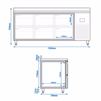 Commercial Counter Fridge PREMIUM PLUS - 1960x700mm - with 6 drawers (1/2 GN) - with upstand - capacity 465 litres