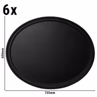 (6 komada) CAMBRO | CAMTREAD® - Pladanj od stakloplastike - Ovalan - 735x600 mm - Nizak profil - Crna boja