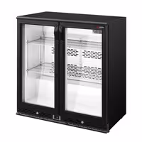 Commercial Back Bar Cooler - 900mm - 220L - with 2 glass hinged doors - Black
