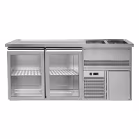 Direct Draw Beer Dispenser / Kegerator PREMIUM – 2-Door – 2 Right Sinks, Glass Doors – 1950×700 mm