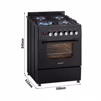 Plinovita ploča – 8,4 kW – 4 plamenika – uključujući električnu pećnicu – 3,85 kW – crna
