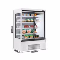 Přístěnný chladicí regál - 1330mm - 455 L - se 2 zasklenými křídlovými dveřmi a 4 policemi