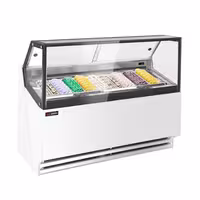 Ice Cream Display Freezer | THEO - 1771mm - Ventilated cooling - with LED lighting - for 9 x 5 litres Napoli pans - White