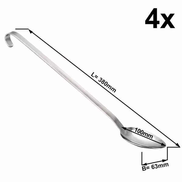 (4 buc) Polonic de servire - PROFESIONAL - Ø 63 mm - Lungime: 380 mm - oțel inoxidabil