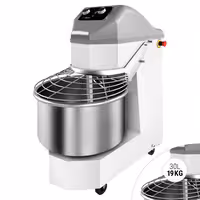 عجانة حلزونية للمخابز - 30 L / 19 kg - سرعتان - وعاء ثابت & عجلات - مؤقّت