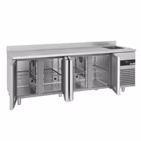 Rashladni pult PREMIUM - 2360x720 mm - 540 l - Ventilirano hlađenje - s 4 vrata - s 1 korita - Leđni podignuti rub