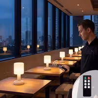 (4 pcs) LED Table Lamp - FINN MINI - Rechargeable - Cordless - 3-step dimmable - Ø120mm - White - with Charging Dock