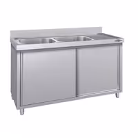 Sudoper s ormarićem ECO - inox - 1600 x 600 mm - sa 2 korita - korita lijevo