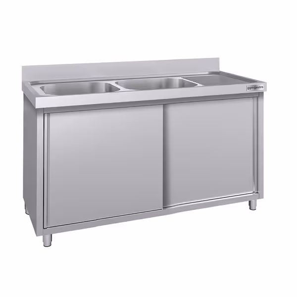 Sudoper s ormarićem ECO - inox - 1600 x 600 mm - sa 2 korita - korita lijevo