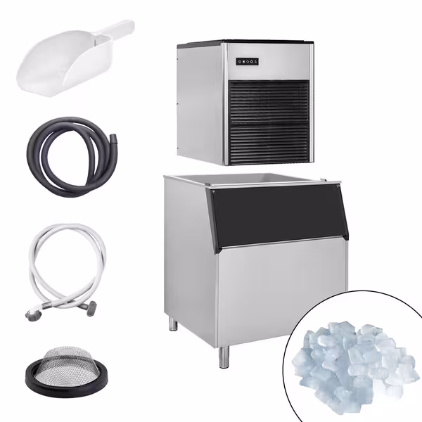 Commercial Ice Machine - Nugget - 335 kg/24 h - incl. ice storage container