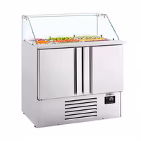 Pult za pripremu salate PREMIUM PLUS - 978 mm - 2 vrata - s ravnom staklenom nadogradnjom za 6x GN 1/3 & 3x GN 1/6