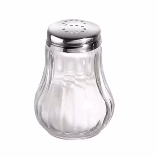 (12 tk) Soola- ja pipratops - 2-osaline komplekt - ümmargune - klaas/roostevaba teras - Ø 50 mm - Kõrgus: 65 mm - läbipaistev