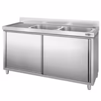 Sudoper s ormarićem PREMIUM - inox - 2000 x 700 mm - sa 2 korita - korita desno
