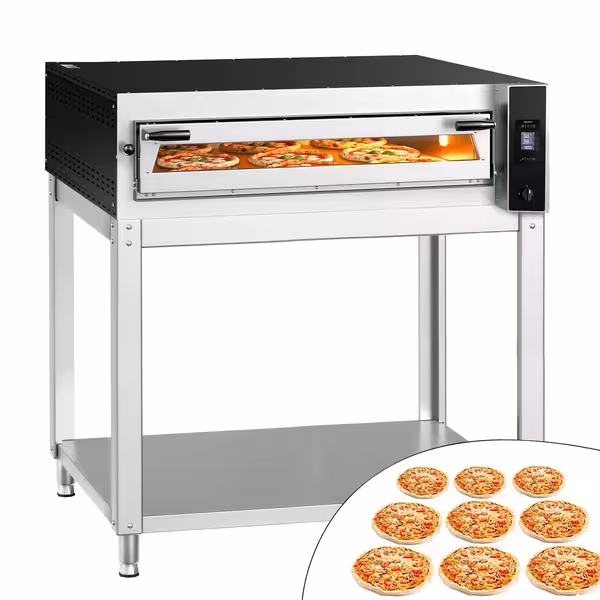 Electric Deck Pizza Oven - Single Deck - Refractory Stone Deck - 9 x Ø 35cm (13.8") - Touchscreen Controls - up to 400°C - incl. Base frame