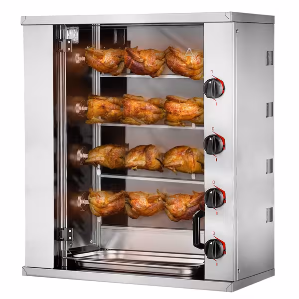 Commercial Electric Chicken Rotisserie Oven Mini- - 8.8kW - with 4 Skewers for up to 12 chickens