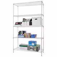 رفوف فولاذية - 1200x450mm - عمق: 450 mm - 5 رفوف (قابلة للتعديل) - كروم - الحمولة: 180 kg