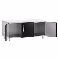 Rozsdamentes acél beépíthető szekrény - 1200 mm - 3 ajtó - fekete