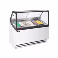 Ice Cream Display Freezer | THEO - 1300mm - Ventilated cooling - with LED lighting - for 6 x 5 litres Napoli pans - White