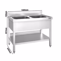 Sudoper PREMIUM - 1000x600 mm - s donjom policom - s 2 koritima - korita sredina