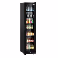 Commercial Beverage Display Fridge - 500mm - 295 Litres - with 1 hinged glass door - LED lighting - Black - Temperature range 0 to 7 °C