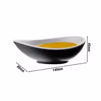 (6 adet) Kase - HALFTONE - Melamin - 100ml - köşeli - 140x80mm - Derinlik:45mm - Siyah/Beyaz