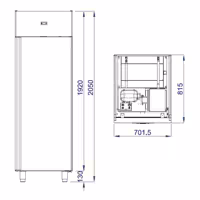 Szafa mroźnicza PREMIUM – stal nierdzewna – GN 2/1 – 700 L – z 1 drzwiami – z izolacją 85 mm
