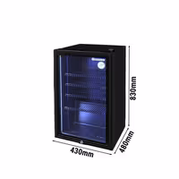 GASTRO-COOL | Barski hladnjak - 360 mm - 88 litara - Sa 1 staklenim krilnim vratima - Crna boja