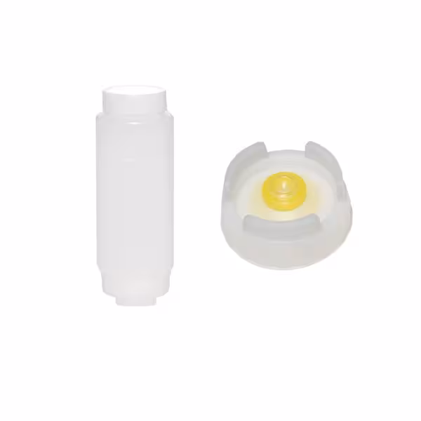 (12 pcs) Squeeze Sauce Bottle - with Medium-Flow Valve Cap (non-drip) - 355ml - with Screw Top Cap - White Cap