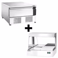 Compacte Koel- vrieswerkbank - -22/+8°C - 905mm - 1 lade - 2x GN 1/1 - incl. frietwarmer