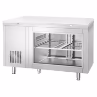 Hladni pult – 1400 x 700 mm – 2 vrata straga – s staklenom prednjom stranom – uključujući bijelu dasku za rezanje