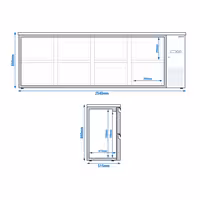 Chłodziarka barowa – 2540 mm – 484 L – z 8 szufladami szklanymi i oświetleniem LED RGB