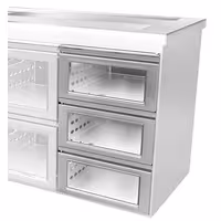 Ladičar - 540x610x860 mm - teleskopske vodilice, kromnikal čelik; staklene fronte - za serije BRF & BLF - 3x 1/3 ladice; isporuka: montirano