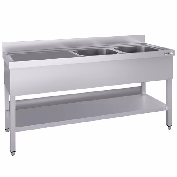 Sudoper ECO - 2000x600 mm - s donjom policom - s 2 koritima - korito desno