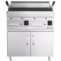 Lávaköves gázgrill - 14 kW - Billenthető grillrács - Szabadon álló kivitel - 700 mm mély