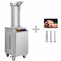 Hidraulična punilica za kobasice - 35 l - 1,5 kW - inox - uključuje nožnu pedalu i 3 nastavaka za punjenje