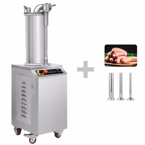 Hidraulična punilica za kobasice - 35 l - 1,5 kW - inox - uključuje nožnu pedalu i 3 nastavaka za punjenje