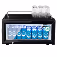 GASTRO-COOL | Hladnjak sa staklenim vratima - 600 mm - 25 l - od 0 °C do +10 °C - s 1 staklena vrata - ventilirano hlađenje, LED rasvjeta, ručno odmrzavanje, zaključavanje vrata, samouzvraćajuća vrata - Crna
