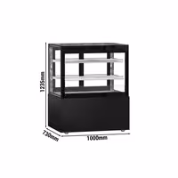 Commercial cake display fridge MADRID Self-Service - 435L - 1000mm - Double glazing - square - with 2 glass shelves - rear sliding doors - incl. night curtain - for patisserie - Black matt