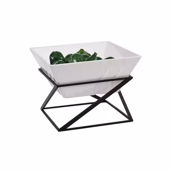 Etagere / Buffet Stand - Black - square - Height: 175mm - incl. 1 Melamine bowl - Powder-coated stainless steel & Melamine