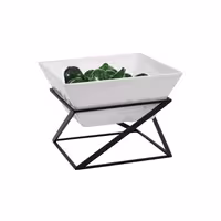 Etagere / Buffet Stand - Black - square - Height: 175mm - incl. 1 Melamine bowl - Powder-coated stainless steel & Melamine