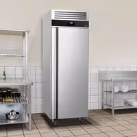 Commercial Upright Freezer Stainless steel PREMIUM - GN 2/1 - 700L - with 1 glass door - On castors - For UK