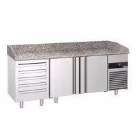 Stół chłodniczy do pizzy PREMIUM – 2100 x 800 mm – z 2 drzwiami i 5 szufladami