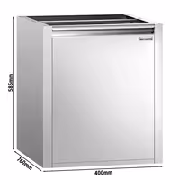 Sistema de reciclagem para armário - Módulo de encastre com porta basculante - 400x760x585mm - com fecho suave - cantos arredondados & fácil limpeza - Aço inoxidável